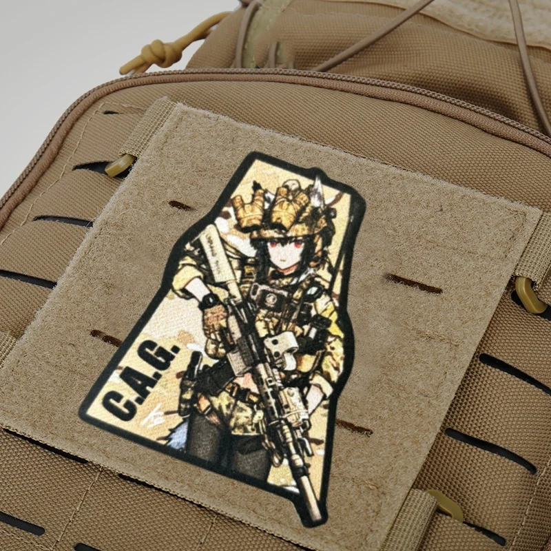 Parche táctico de Anime con estampado de chica para ropa, insignia de moral, parche militar con gancho, pegatina para mochila, brazalete - imagen 4
