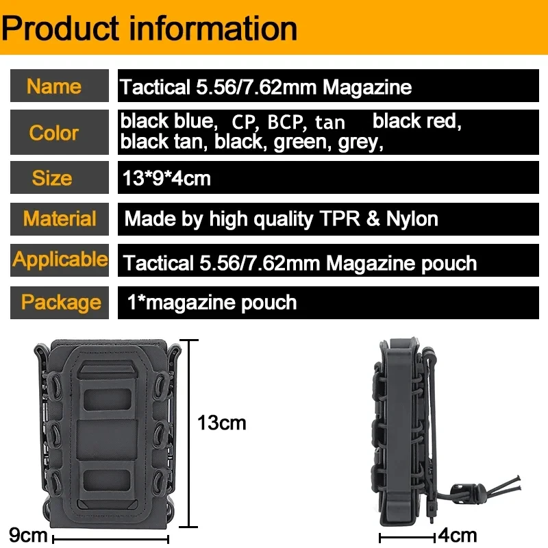 Bolsa táctica para revistas Molle para AR15 M4 5,56 7,62 bolsas Fast Mag cinturones de caza caja ajustable de liberación rápida Mag - imagen 4