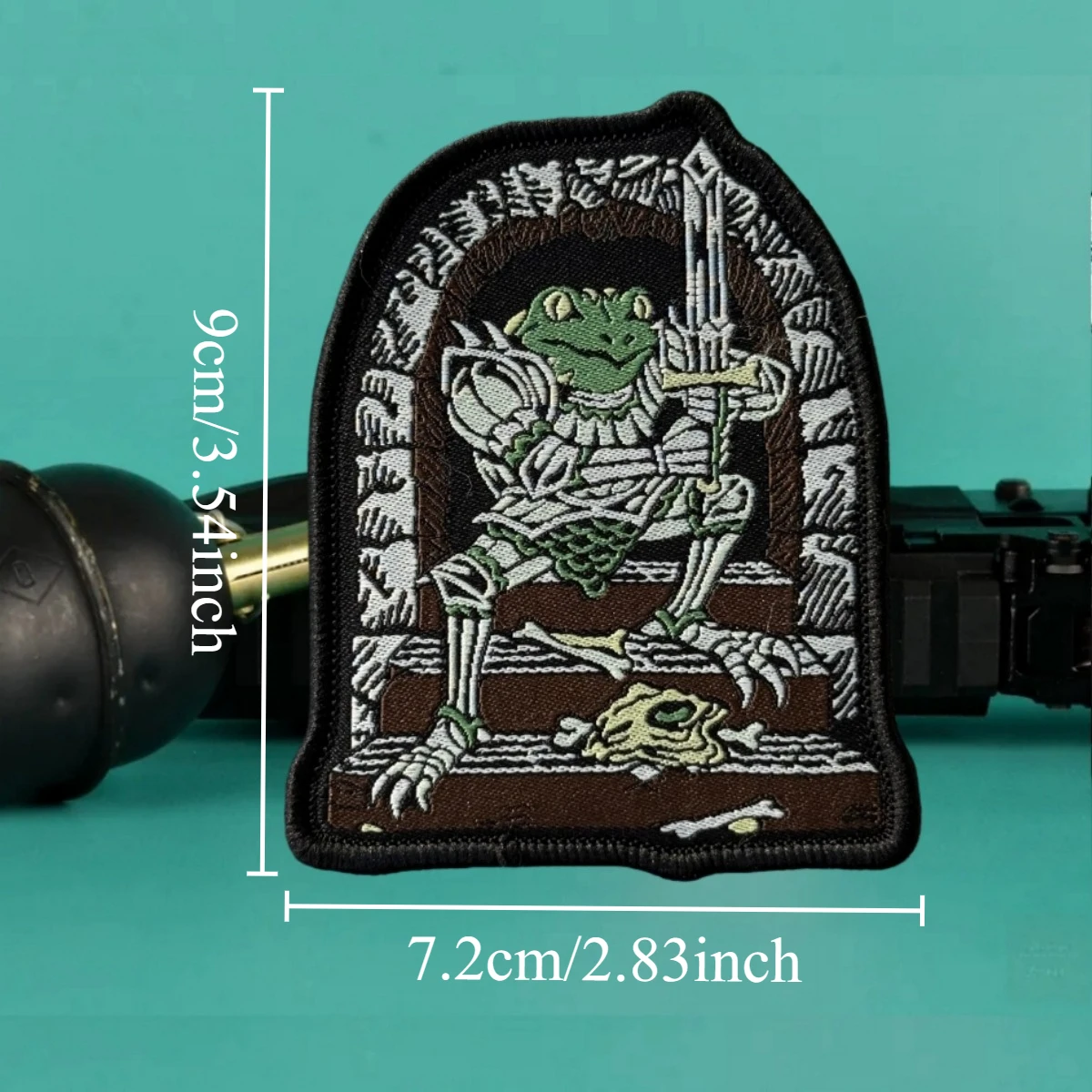 Parches bordados de gancho y bucle de Caballero Rana en la Edad Media, insignia de moral táctica, pegatina para mochila militar, apliques personalizados - imagen 2