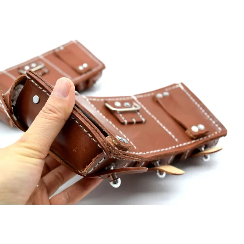 Accesorio de bolsa de revista de cuero Triple alemán K98 de recreación táctica - imagen 5