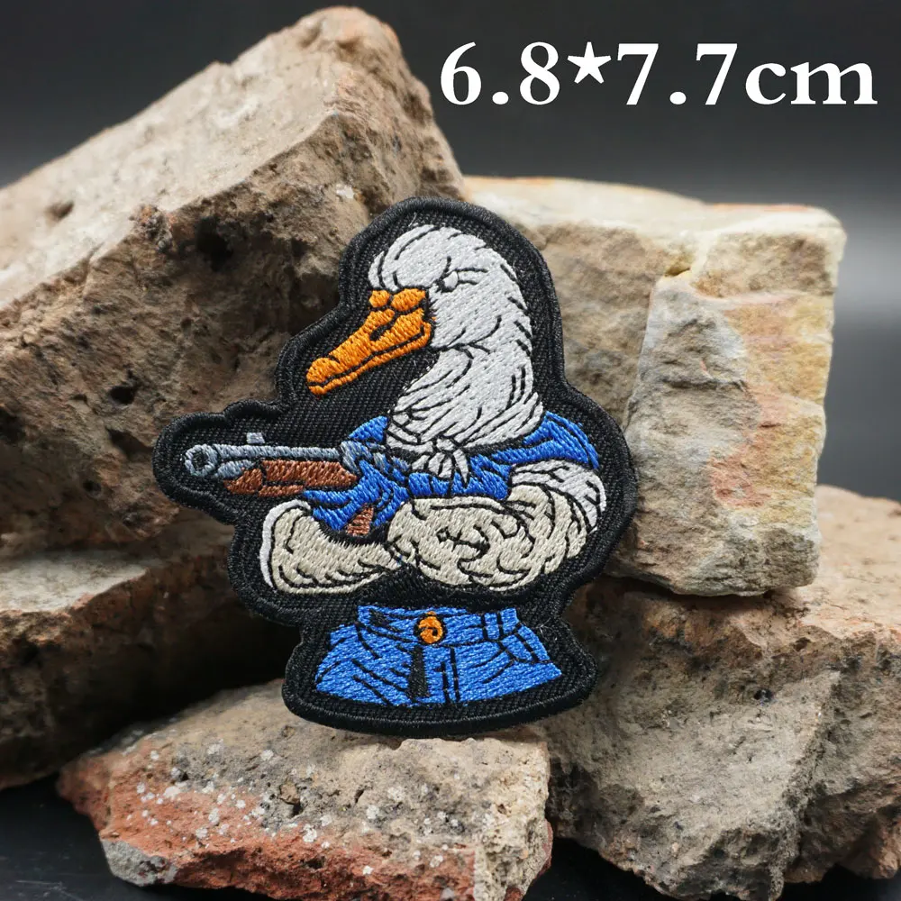 Parches tácticos con bordado de pato para mochilas y ropa, accesorios militares con respaldo de gancho o planchado - imagen 2