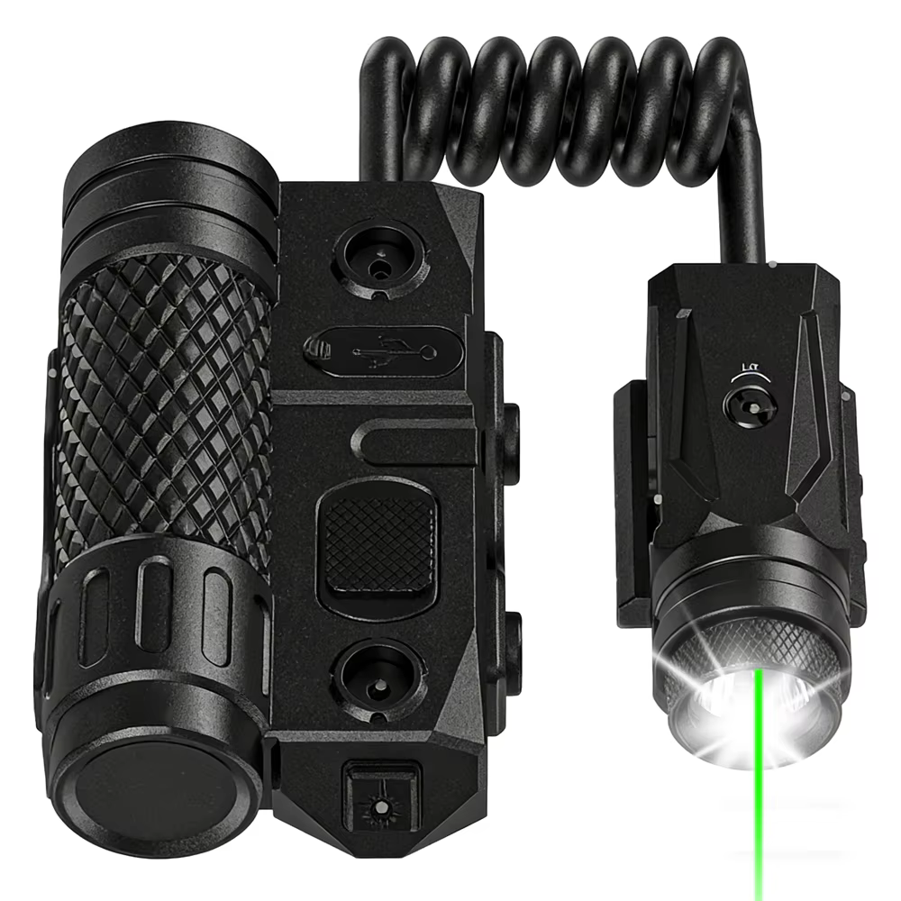 Linterna táctica para rifle con mira láser verde y Picatinny