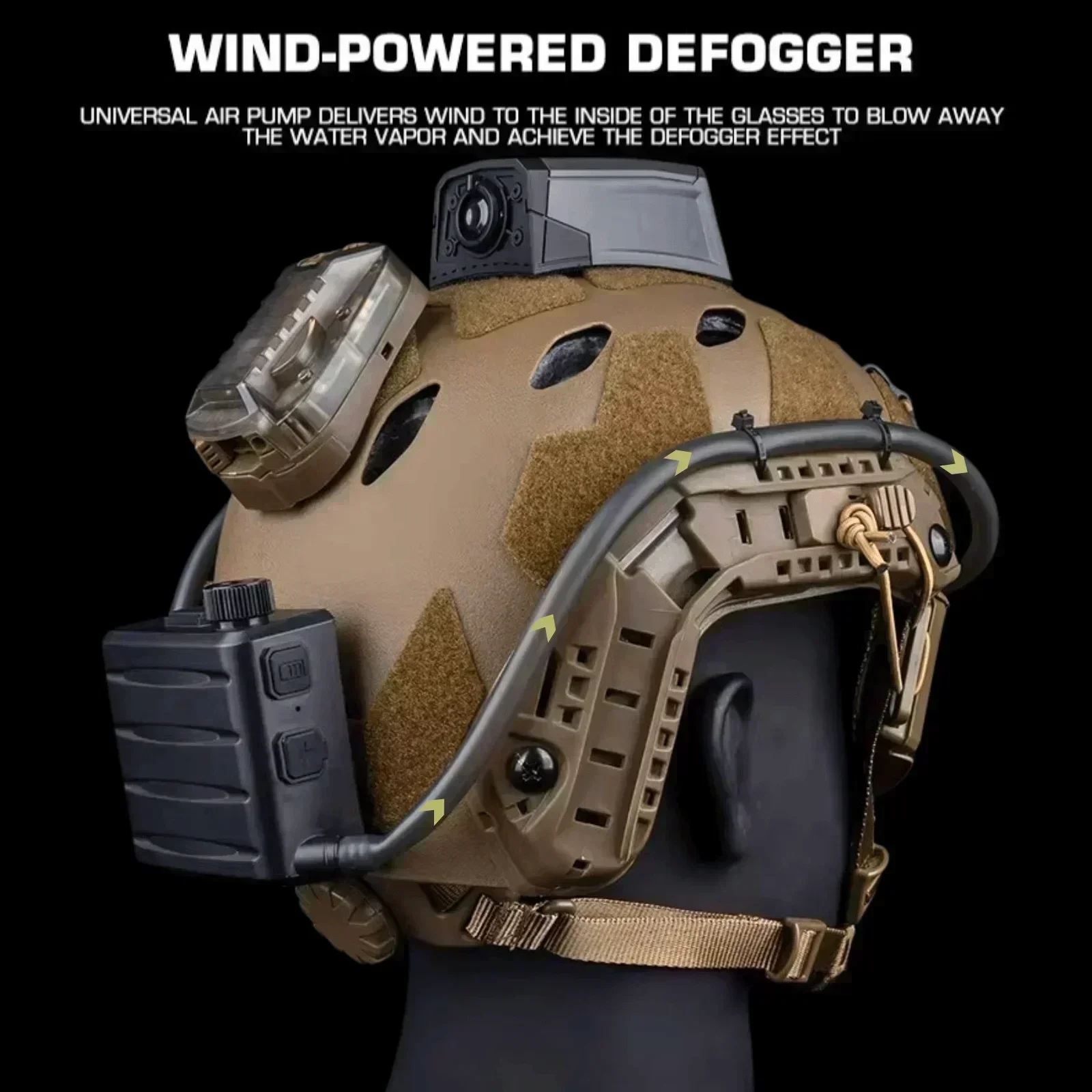 Desempañador de gafas tácticas con velocidad de viento ajustable, ventilador desempañante inalámbrico, bomba antiniebla para gafas de seguridad Airsoft - imagen 2