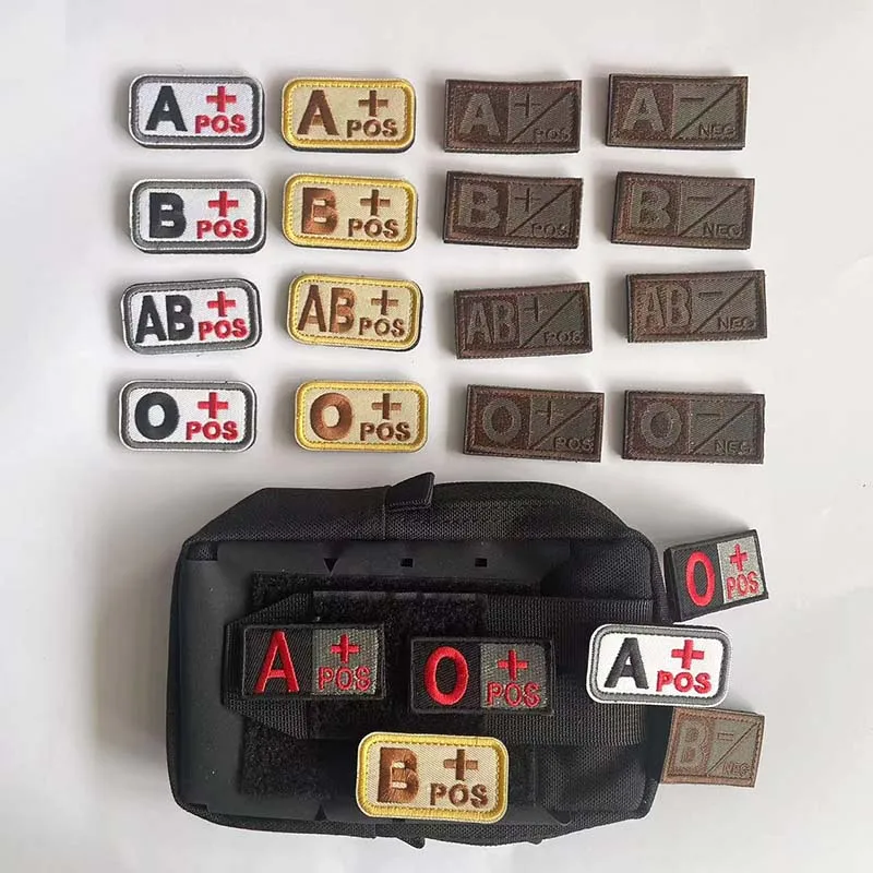 A B AB O POS, parche de gancho y bucle bordado con emblema tipo sangre NEG, pegatina mágica para mochila con insignia táctica, 5*2,5 CM - imagen 4