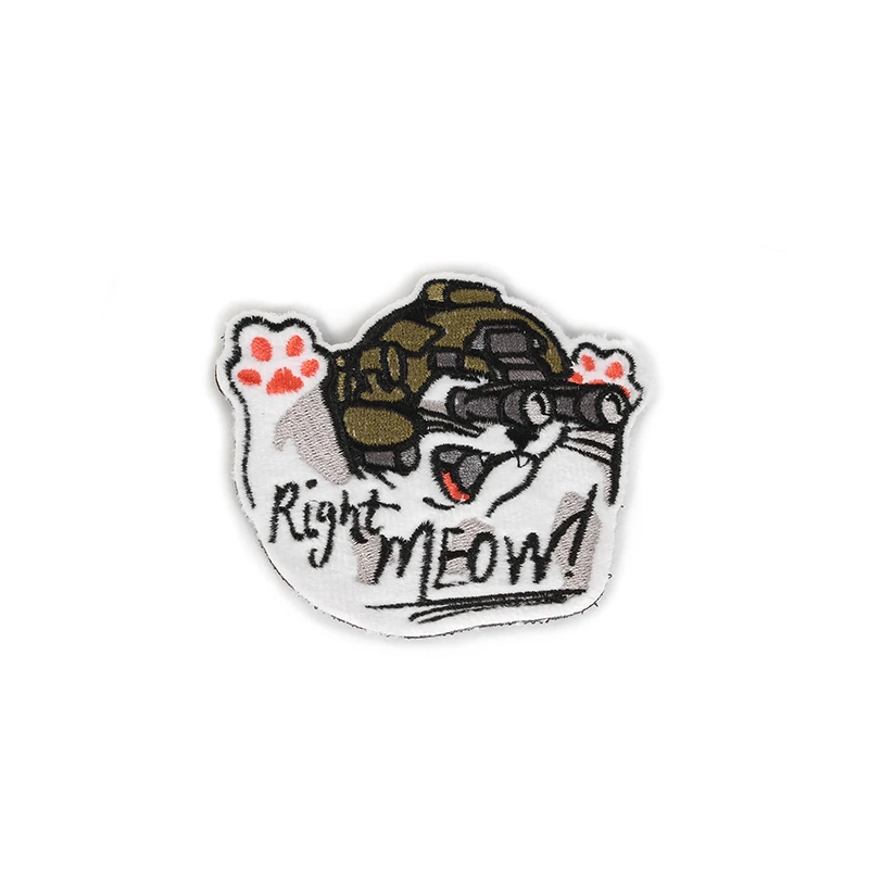 Right Meow acción inmediata gato bordado capítulo feroz Animal visión nocturna casco táctica brazalete para bolsa decoración de ropa