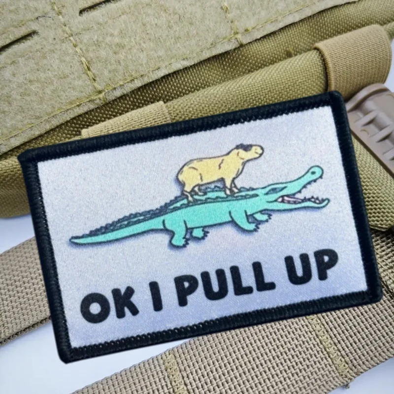 Parche estampado de capibara Ok I, chaleco táctico con gancho y bucle, insignia de moral, mochila, pegatina decorativa, parches para brazalete para ropa - imagen 5