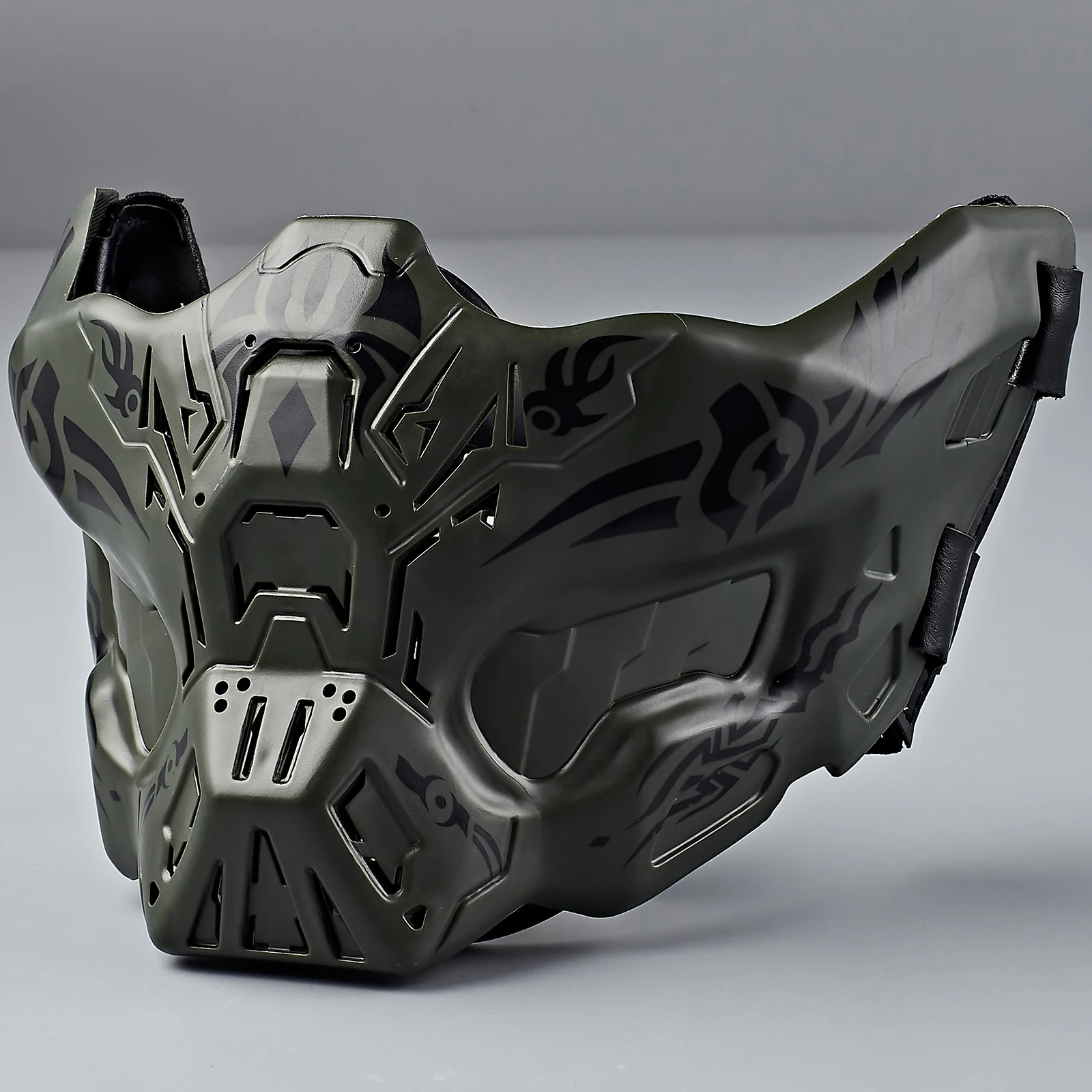 Máscara de media cara fantasma con máscara protectora de silicona táctica de media cara para caza CS Cos máscaras de Paintball de Halloween - imagen 3