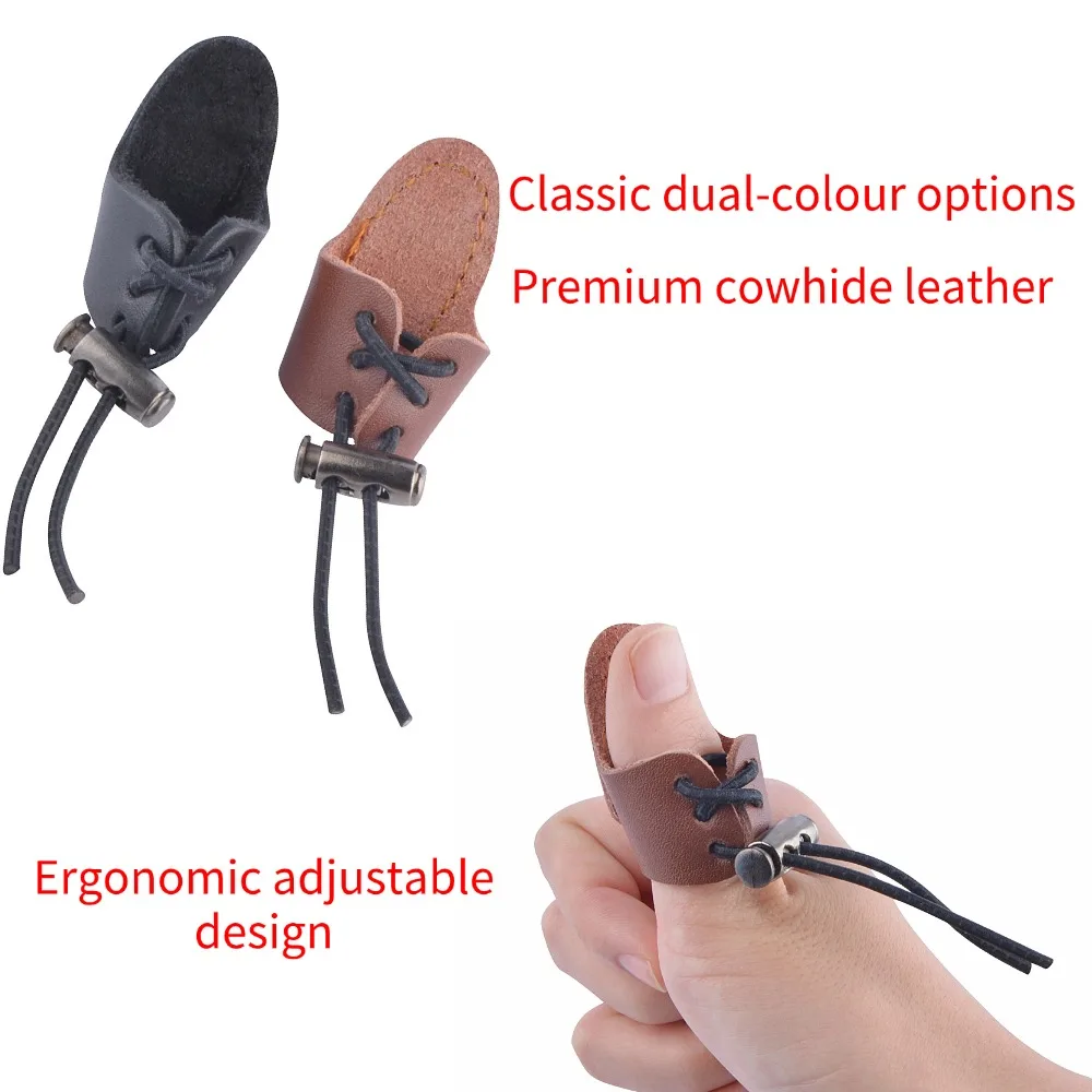 Protector ergonómico para pulgar de tiro con arco Protector de dedo de tamaño ajustable Diseño engrosado Uso manual L/R Ideal para entusiastas del arco recurvo - imagen 3
