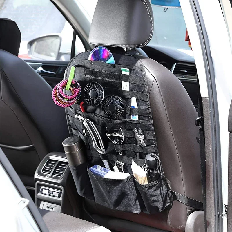 Molle-organizador trasero de asiento de coche, bolsa de almacenamiento de Panel, accesorios universales de caza, funda protectora para asiento de vehículo de viaje, bolsa de herramientas EDC - imagen 4
