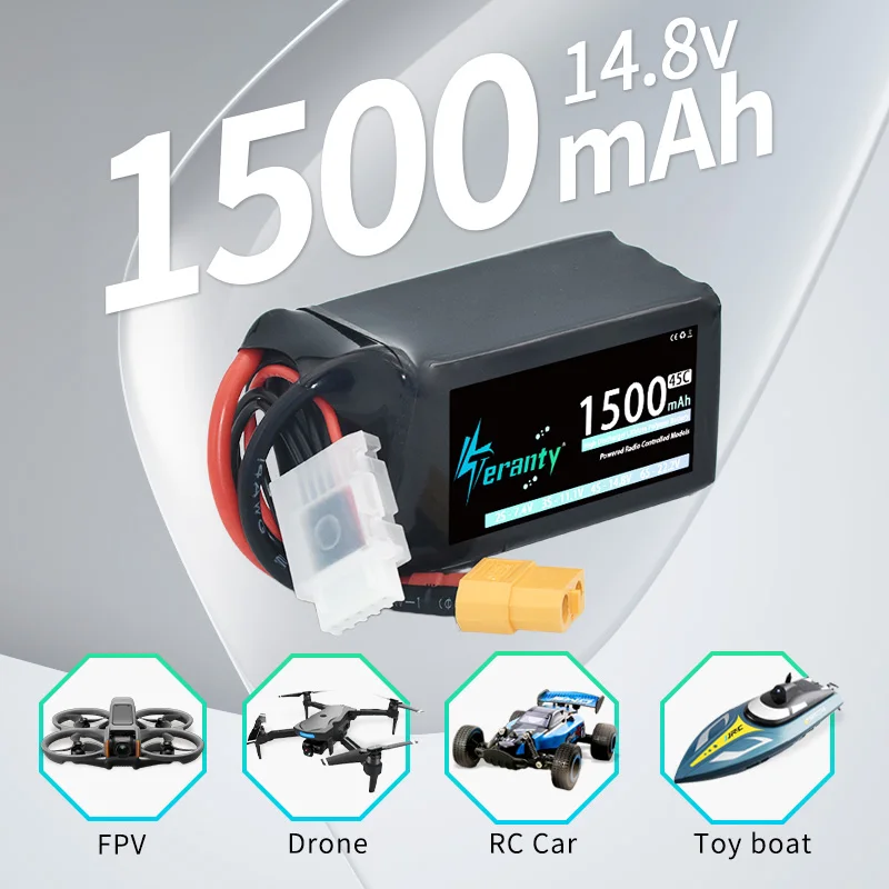 TERANTY Lipo batería 4S 14,8 V 1500mAh 45C con enchufe T XT30 XT60 para RC coche barco FPV Drone Quadcopter avión helicóptero Hobby - imagen 2