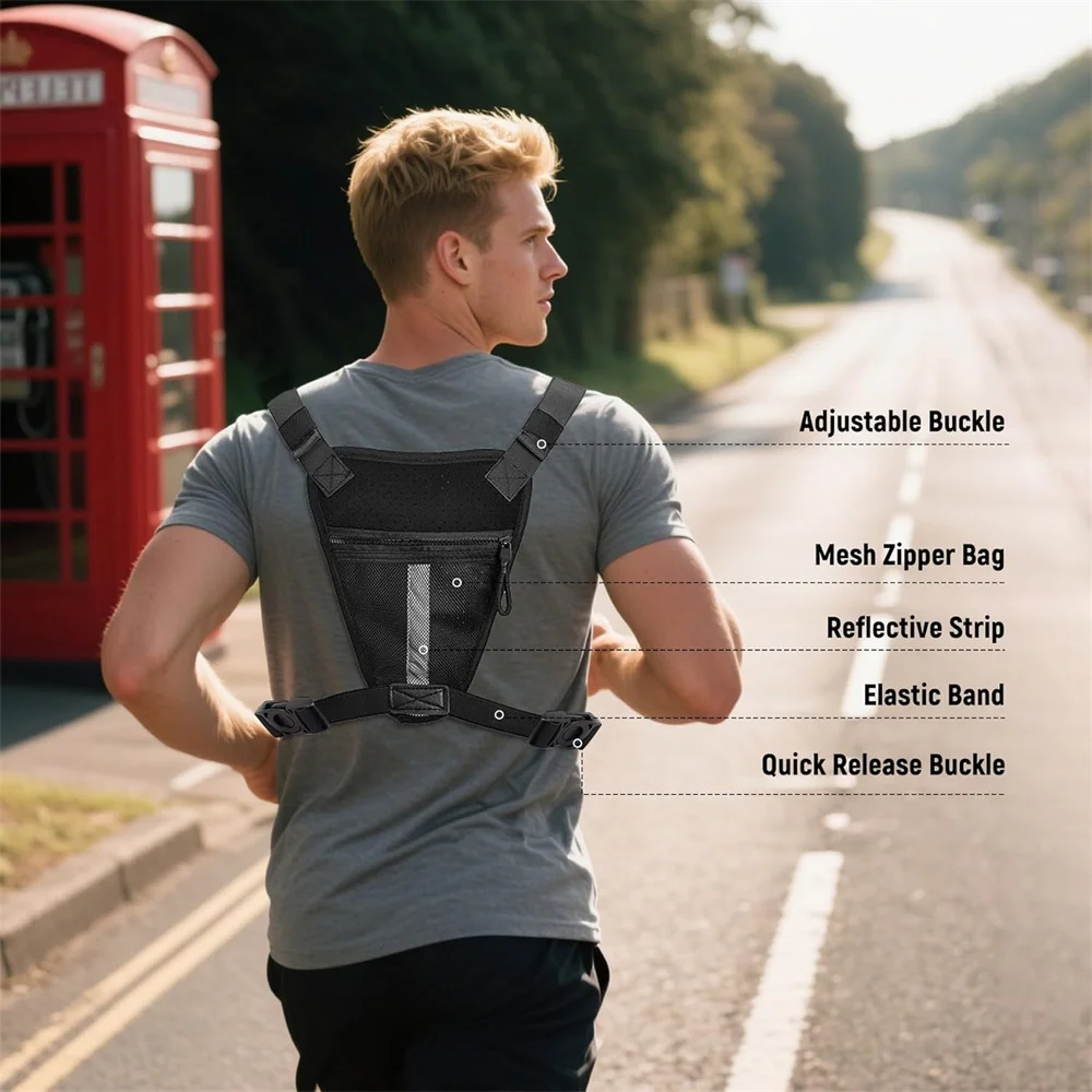 Bolsa de pecho deportiva con funda para pistola, paquete frontal ligero para el pecho, bolsa de almacenamiento para pistola, chaleco para correr, bolsa de herramientas EDC para exteriores - imagen 5