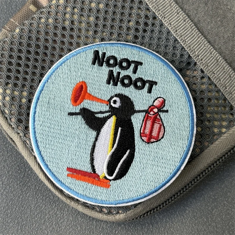 Parche "cute pingüino", insignia de moral táctica, gancho bordado y bucle, mochila, ropa, accesorios decorativos, pegatina, brazalete - imagen 3