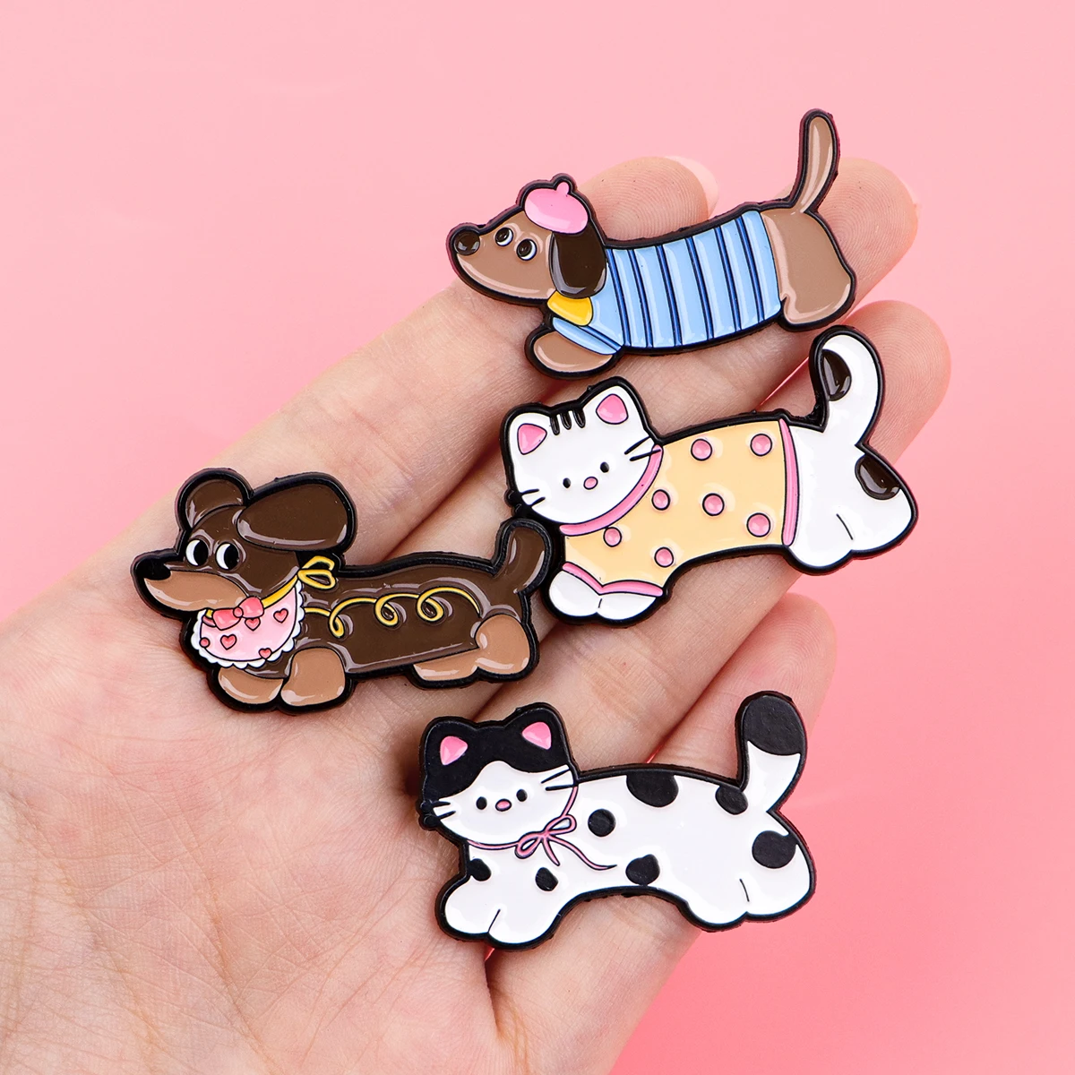 Alfileres esmaltados de gato para mascotas, broche de perro salchicha de dibujos animados, Pin de solapa de Metal, insignia, accesorios para mochila, joyería de animales, regalos para amigos - imagen 4