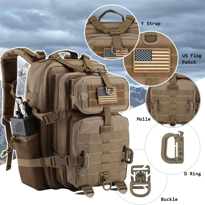 Mochila táctica del ejército, mochila militar al aire libre, bolsa de escalada impermeable para acampar, senderismo, viajes, pesca - imagen 3