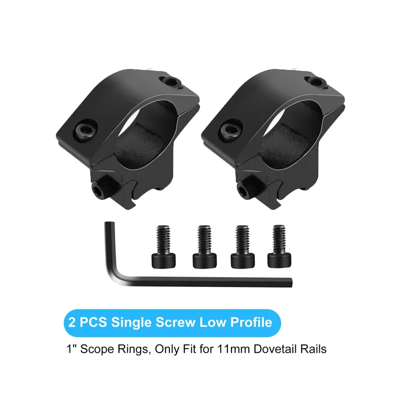 Accesorios para armas de juguete, anillos de cola de milano de 25,4 mm/1 pulgada, paquete de 2 anillos de montaje de alcance de perfil bajo para riel de cola de milano de 11 mm, óptica de caza - imagen 2
