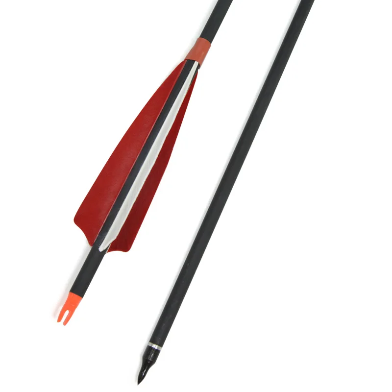 Flechas de tiro de plumas turcas, fibra de carbono, pernos de hierro, adecuadas para arco compuesto, caza, 10 unids/paquete, 500 - imagen 3