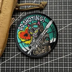Parche bordado gato gamer airsoft con cierre para mochila