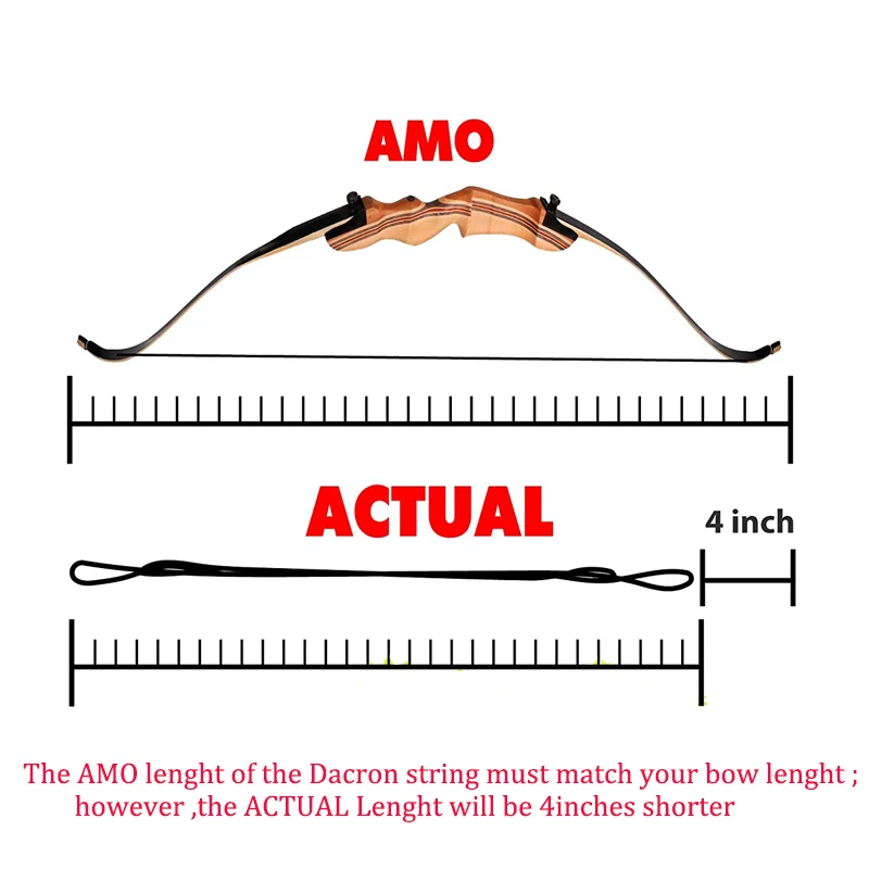 Cuerda de arco de Tiro con Arco recurvo de 12/14/16 hebras, arco largo de repuesto, arco y flecha, cuerda reemplazable para tiro de caza - imagen 5