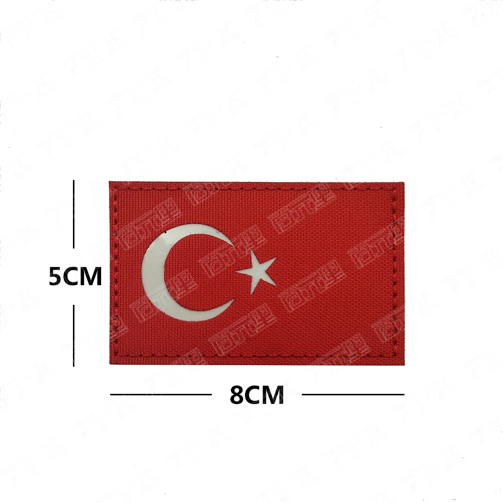 Parche de bandera de TURK de Turquía bordado reflectante TR, insignia de brazalete de hombro táctico turco, apliques bordados en la ropa - imagen 3