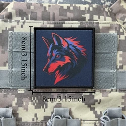 Parche táctico lobo insignia moral gancho y bucle para ropa, mochila