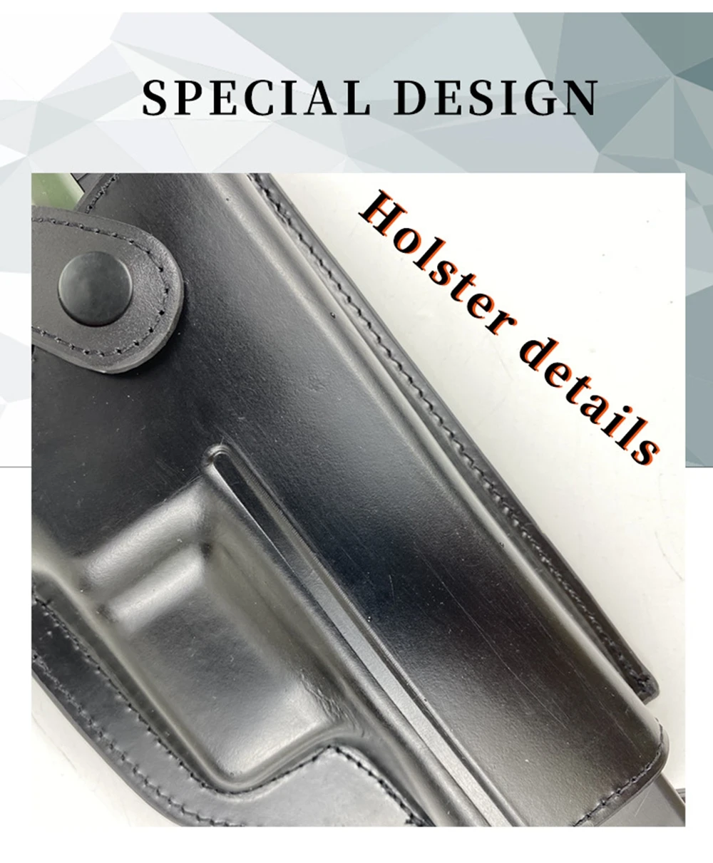 Funda de cuero suave Gl0ck 17 18 19 para pistola, funda táctica de cuero para mano derecha, funda para pistola de cintura para hombres y mujeres, bolsa para colgar - imagen 5