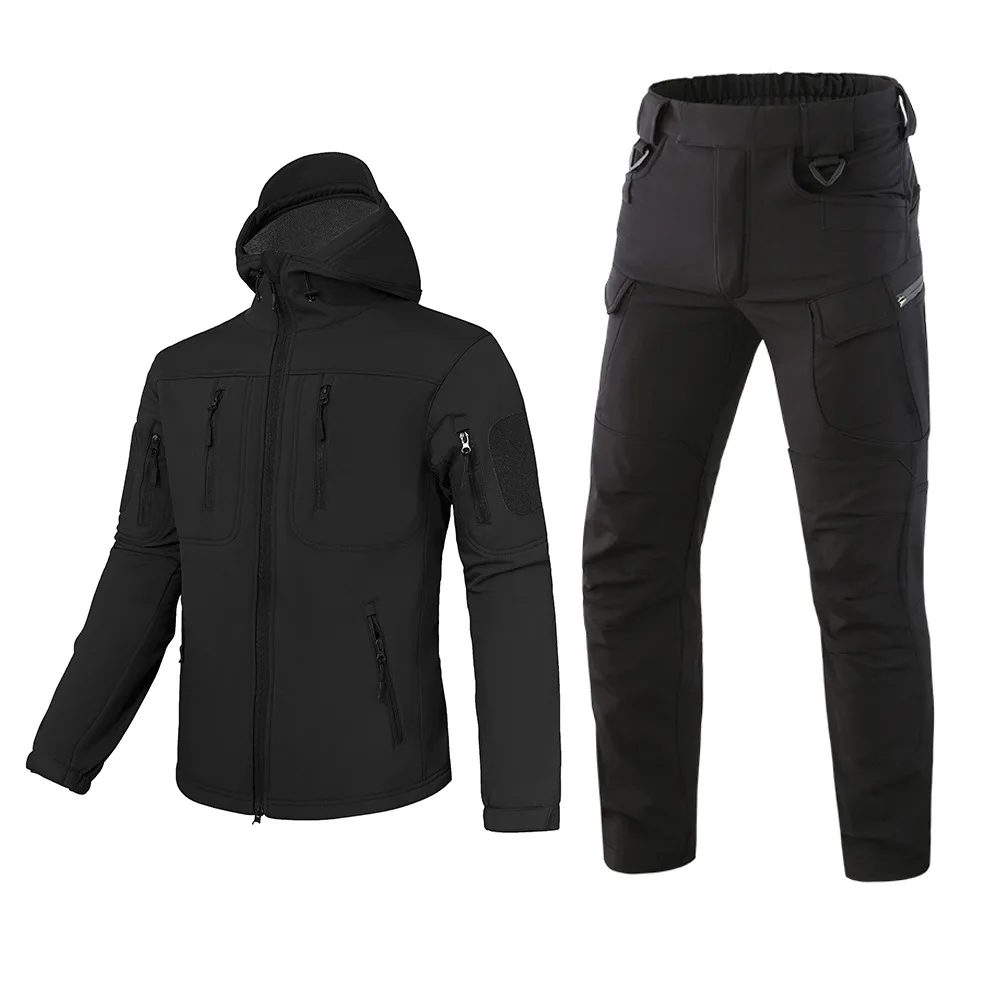 Conjunto de chaqueta y pantalones de ciclismo para hombre, traje deportivo impermeable con cremallera frontal completa, térmico, viento, Otoño e Invierno - imagen 5