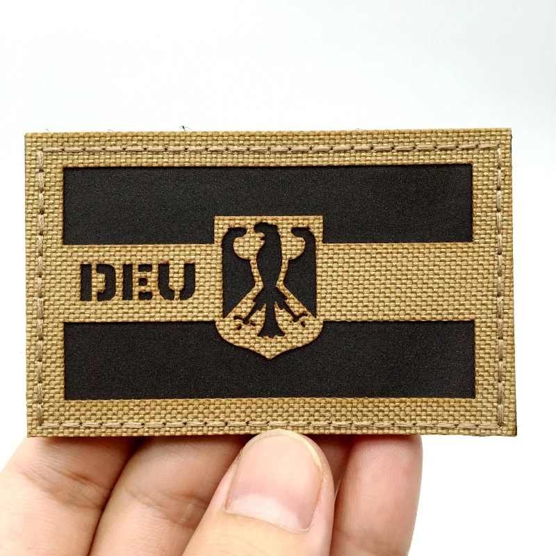 1 unidad de insignia con aplique de bandera DEU reflectante IR, insignias reflectantes alemanas para hombres, regalo perfecto para bolsas tácticas, sombreros, Etc. - imagen 2