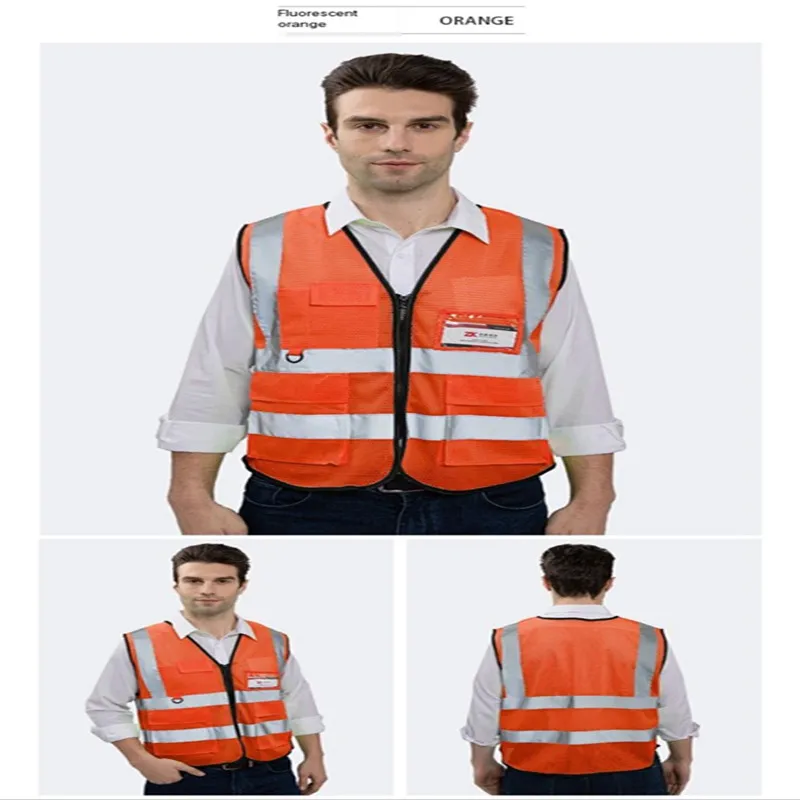 Ropa reflectante de Saneamiento Ambiental para sitio de construcción, malla fluorescente de seguridad, camiseta sin mangas, malla de corazón de melocotón - imagen 3