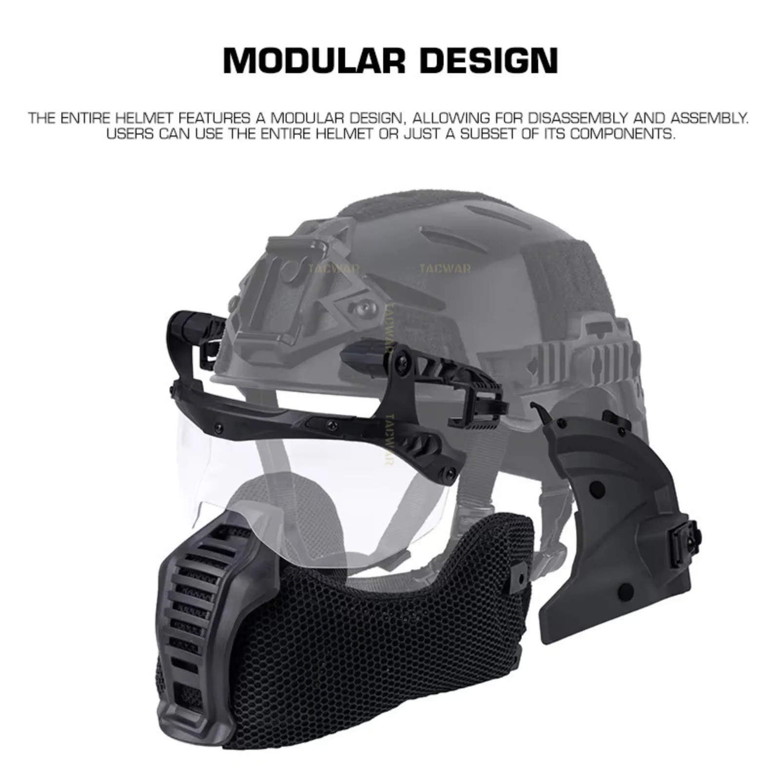 Wendy 3,0 casco táctico de protección completa con gafas abatibles máscara de cubierta de oreja para caza Airsoft Paintball CS entrenamiento de juegos - imagen 2