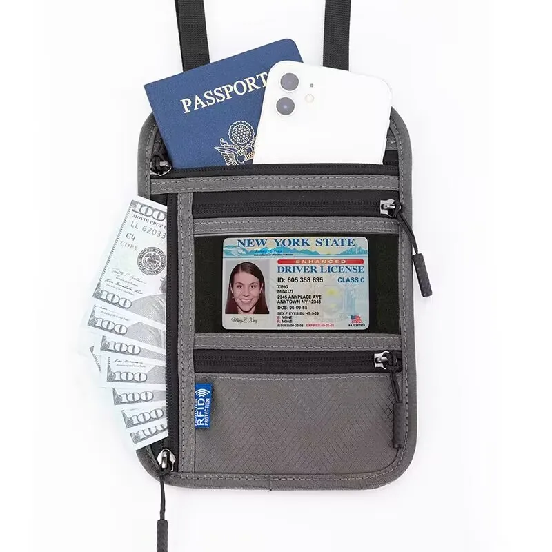 Bolso para pasaporte con cuello multifuncional, bandolera, bolsa de almacenamiento de un solo hombro, funda protectora para documentos y billetes, 180 horas sin visa - imagen 2