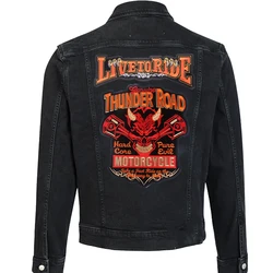 Parche bordado calavera motorista – termoadhesivo para ropa