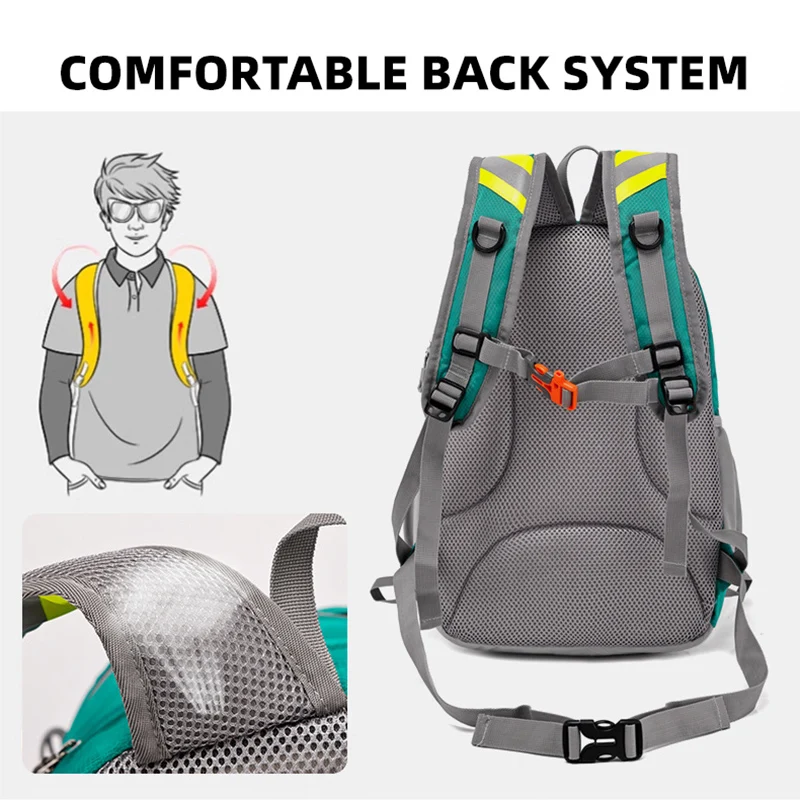 Mochila de escalada de 40L para hombre, bolsa deportiva de viaje para acampar al aire libre, ciclismo, senderismo, mochila grande reflectante Molle para pesca - imagen 4