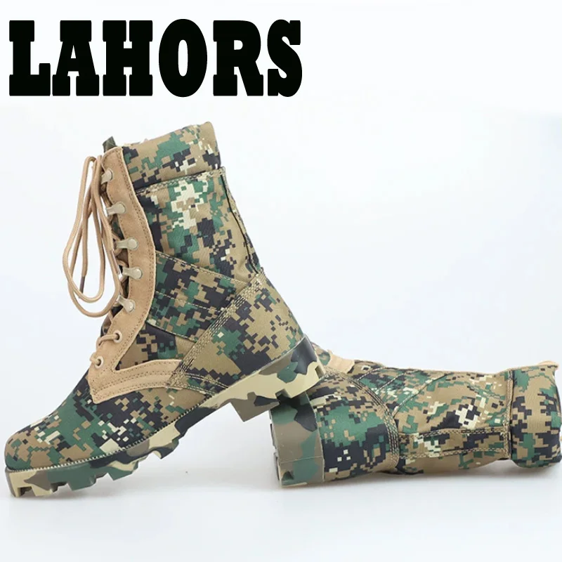 LAHORS-Botas tácticas de entrenamiento para hombre, zapatos de alta calidad con absorción de golpes, de suela dura, de cintura alta, para senderismo - imagen 5
