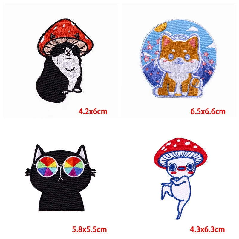 10 unids/lote, venta al por mayor, parches bordados de animales de dibujos animados, parches para planchar para ropa DIY, parche adhesivo de gato, Rana, erizo, pingüino - imagen 4