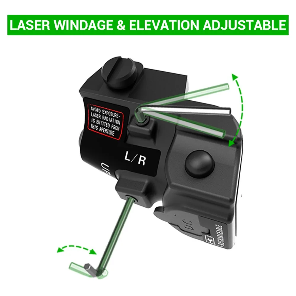 Mira láser de pistola compacta, puntero láser verde recargable por USB, colimador láser de caza y tiro para mira de pistola de riel de 20mm - imagen 3