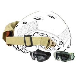 Gafas protectoras de montaje en riel para casco táctico con diadema ajustable y 3 lentes intercambiables para cascos FAST MICH IBH AF