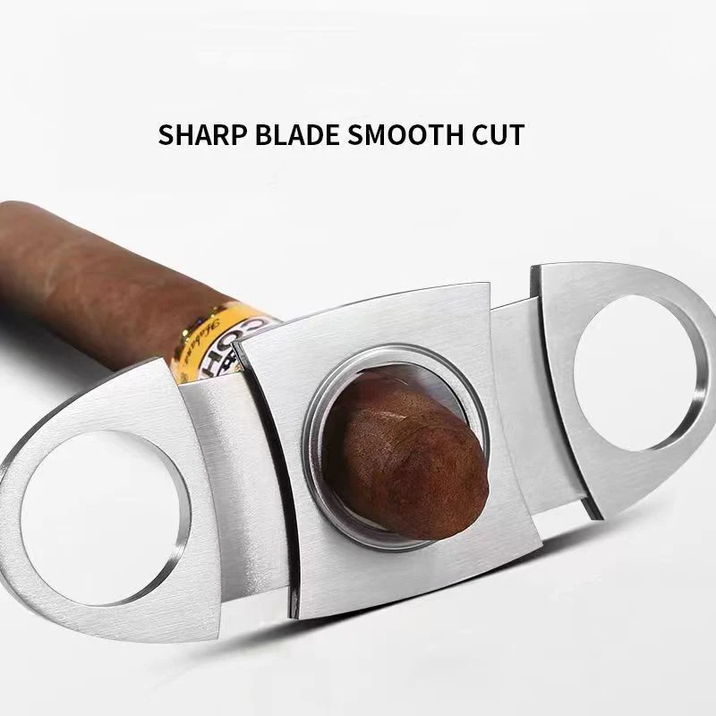 Cortador de cigarros portátil de tamaño bolsillo, tijeras de cigarro cepilladas de acero inoxidable y Material plástico, guillotina