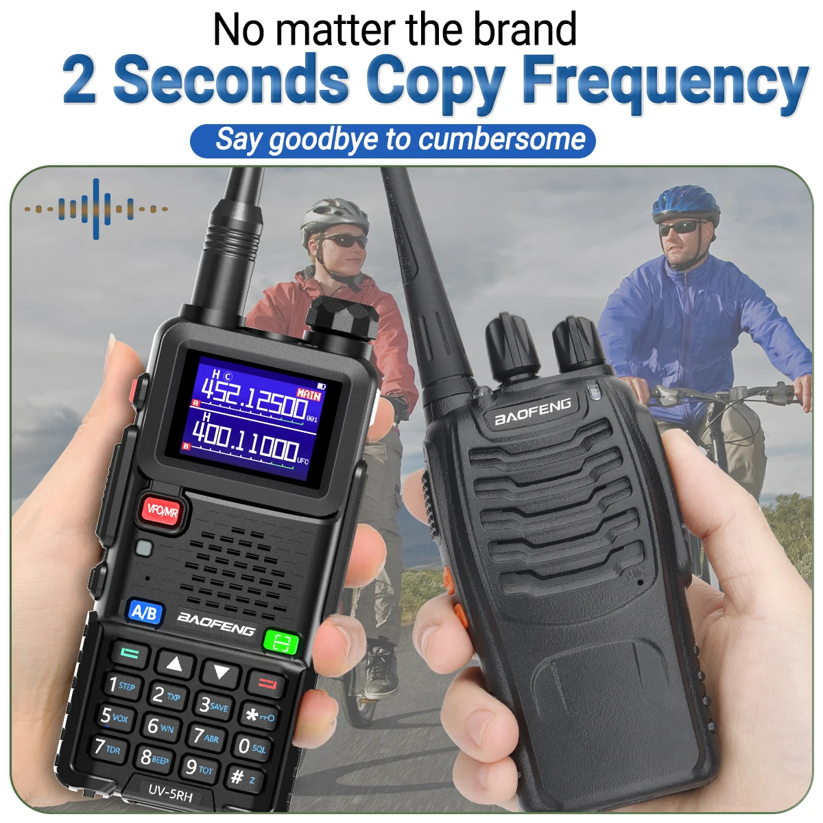 Baofeng UV-5RH Walkie Talkie de alta potencia de 10W frecuencia de copia inalámbrica con Cable de programación de aplicación de teléfono tipo C Radio bidireccional Ham - imagen 5