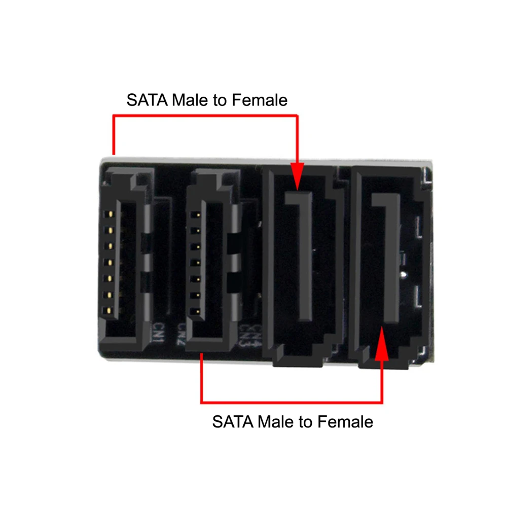 CY adaptador Dual SATA de 7 pines hembra a 7 pines macho, ángulo de 360 grados, perfil bajo, para escritorio, SSD, HDD, placa base - imagen 4
