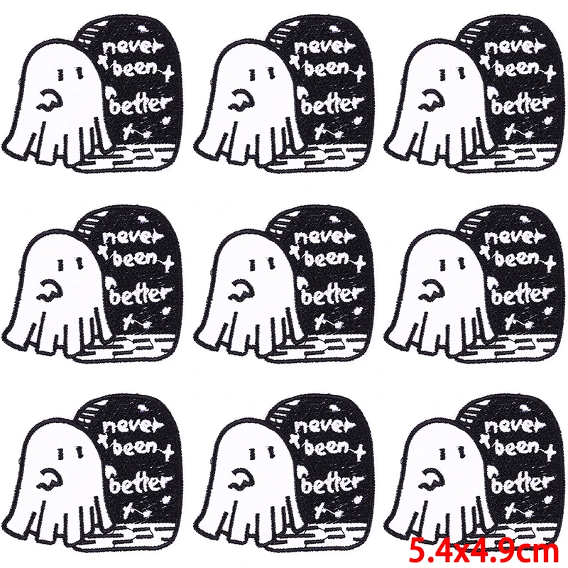 Parche bordado de calavera Punk, parches termoadhesivos para planchar en la ropa, parche de Hip Hop para ropa, 10 unidades por lote - imagen 3