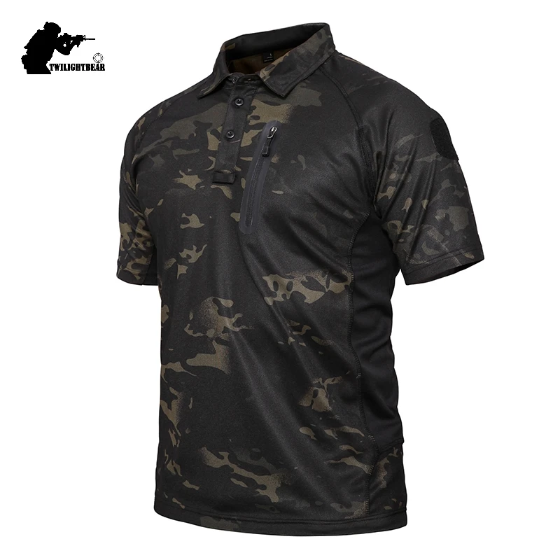 Polos de verano para hombre, camisas tácticas de camuflaje Airsoft de secado rápido de manga corta, ropa para hombre, camisetas para acampar y cazar al aire libre A2F25 - imagen 3