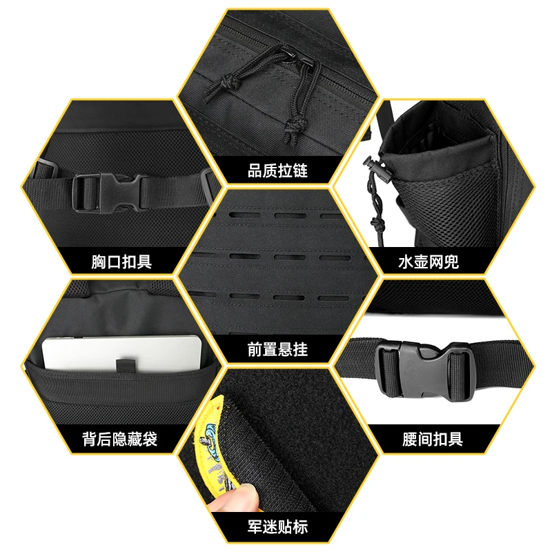 Mochila táctica MOLLE para exteriores ripstop con soporte botella - imagen 4