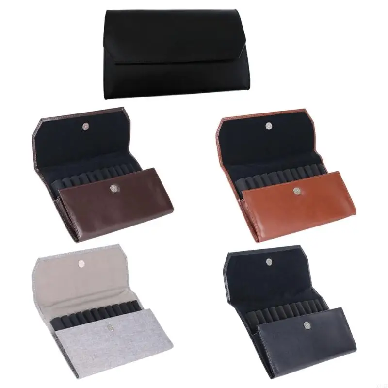 Bolsa almacenamiento para bolígrafos cuero Premium, con 12 compartimentos, forro suave impermeable, diseño cierre para - imagen 2