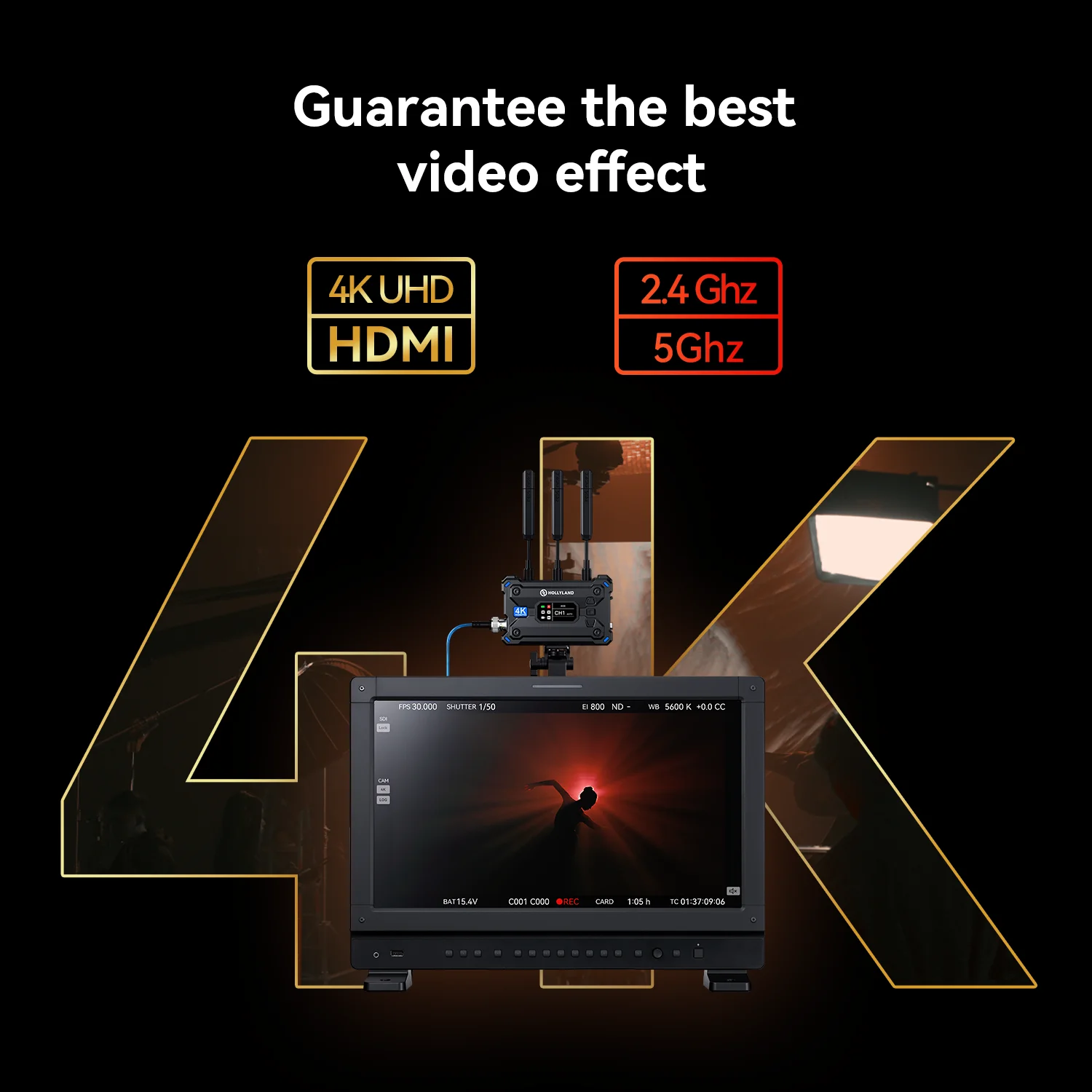 Hollyland Pyro S Sistema de transmisión de vídeo inalámbrico HDMI SDI 4K30 1080p60 1300 pies Rango de pérdida 50 ms Latencia UVC Transmisión en vivo - imagen 3