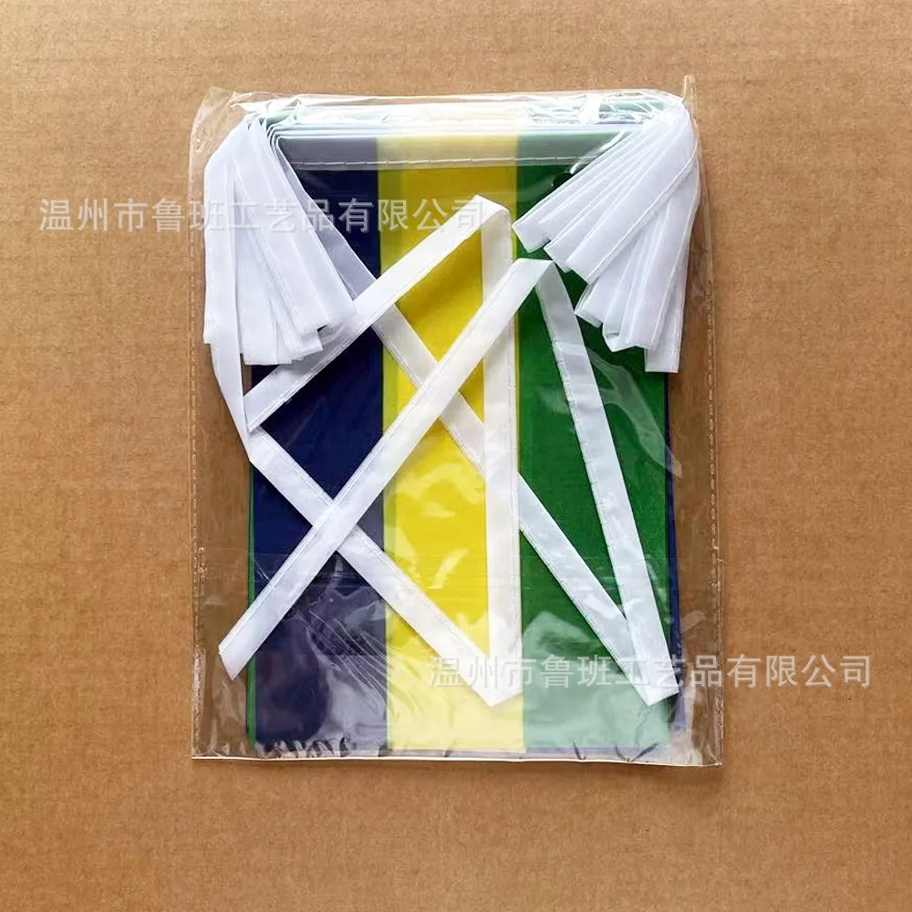 Banderines de Gabón con bandera de esquí, 14x21cm, 20 unids/lote, banderas de cuerda de Gabón, banderín, pancarta, fiesta, vacaciones para decoración - imagen 3