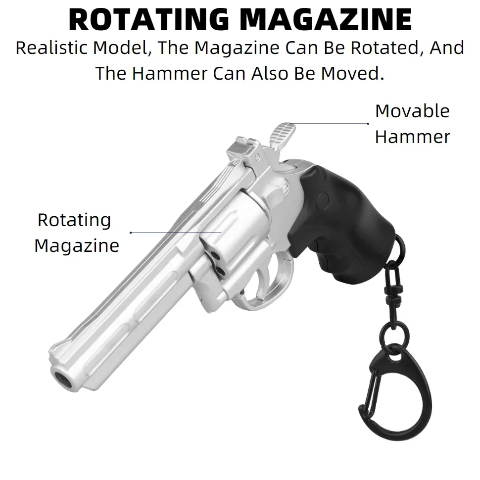 Revolver 1:4 llavero de plástico Mini pistola forma llavero decoraciones de regalo con revista giratoria y emergente - imagen 4