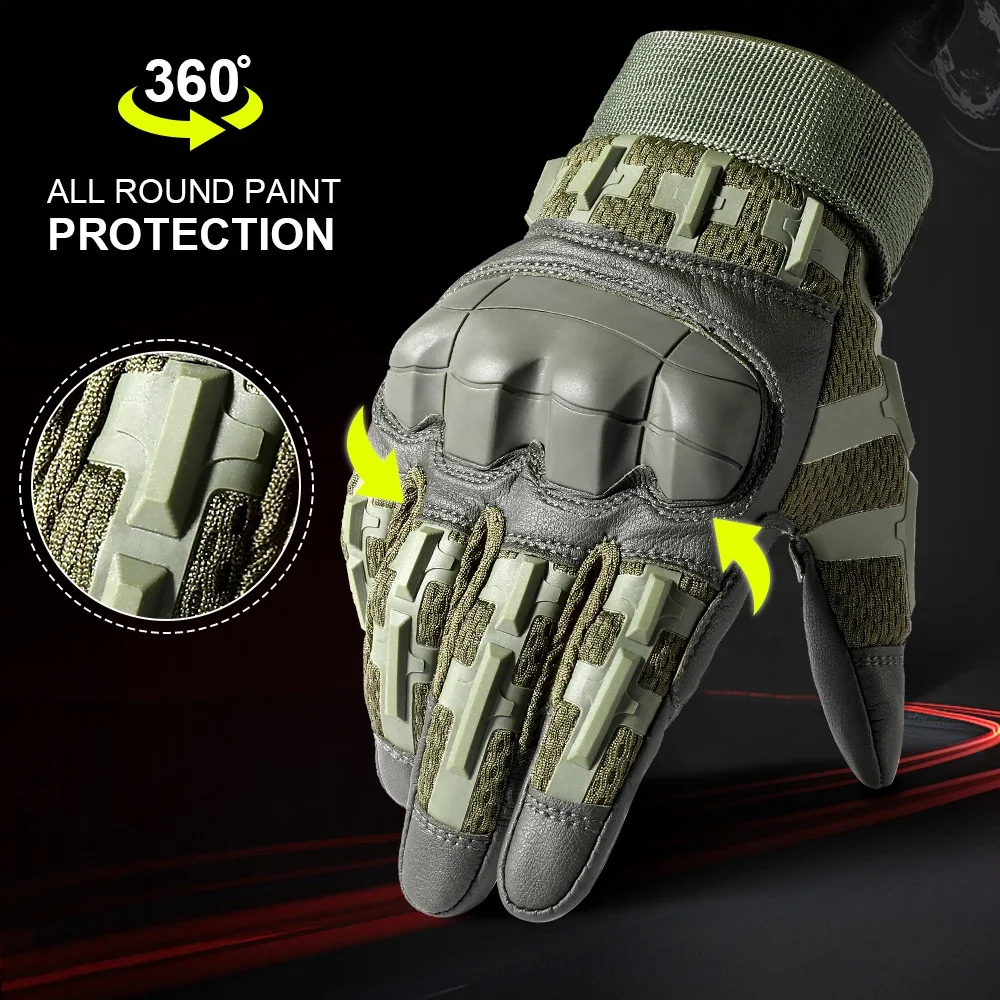 Guantes tácticos de dedo completo con pantalla táctil de cuero PU para combate, tiro, caza, trabajo Airsoft, equipo de protección para trabajo de motocicleta para hombres - imagen 3