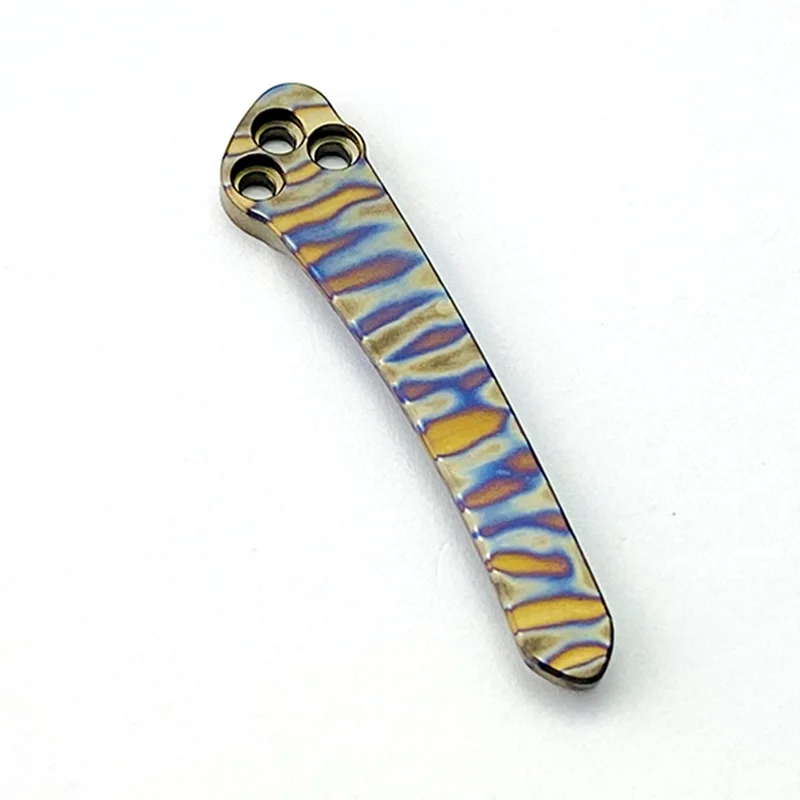 Clip integrado de aleación de titanio de rayas de tigre anodizado para spider para2 C81, Clip trasero con 3 tornillos, accesorios para cuchillos, 1 pieza - imagen 5