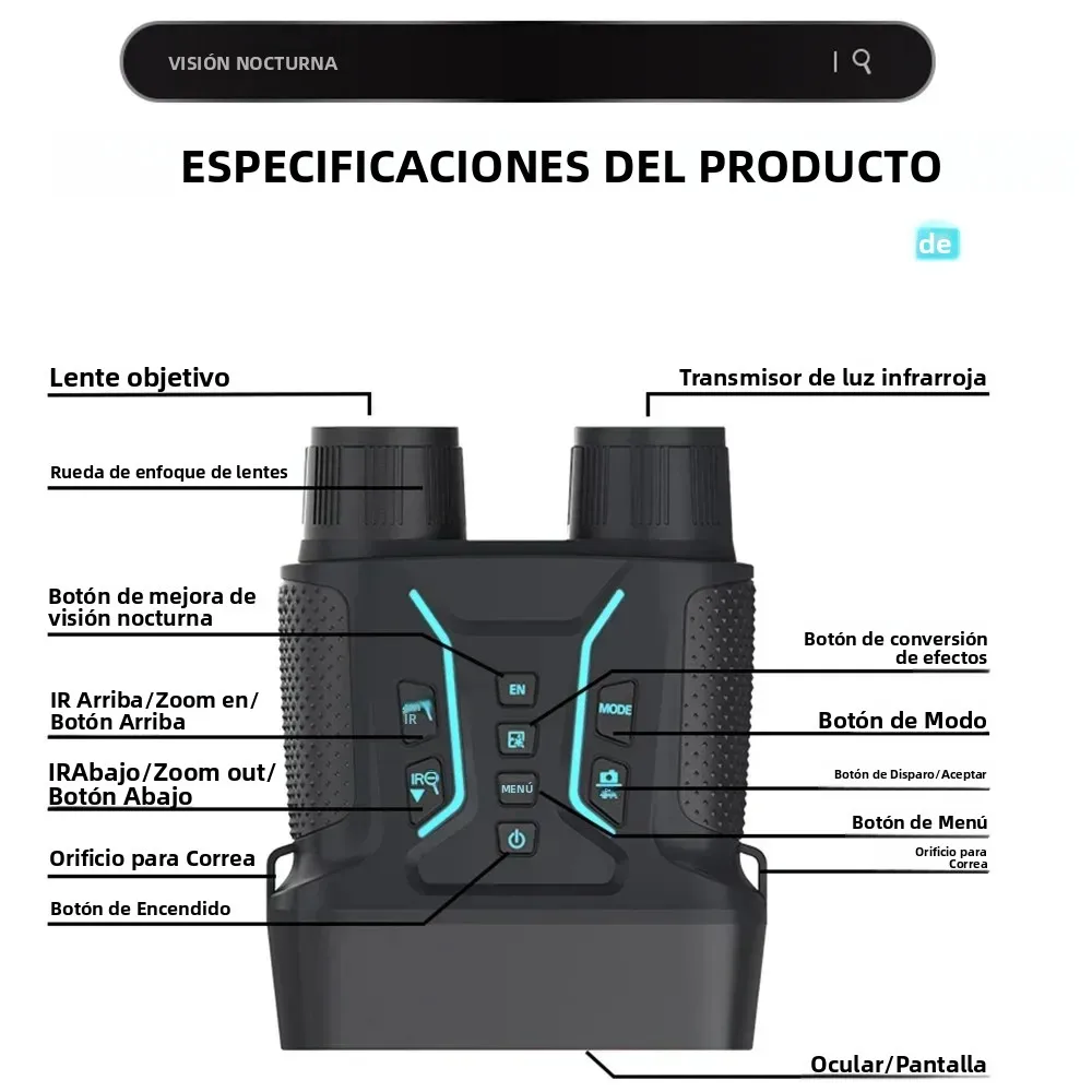 Gafas de visión nocturna Binoculares Vídeo 4K UHD Imagen de 36MP Pantalla HD de 4,5 ′′ Zoom digital 8X Alcance de 400 m - Perfecto para caza Camping - imagen 3