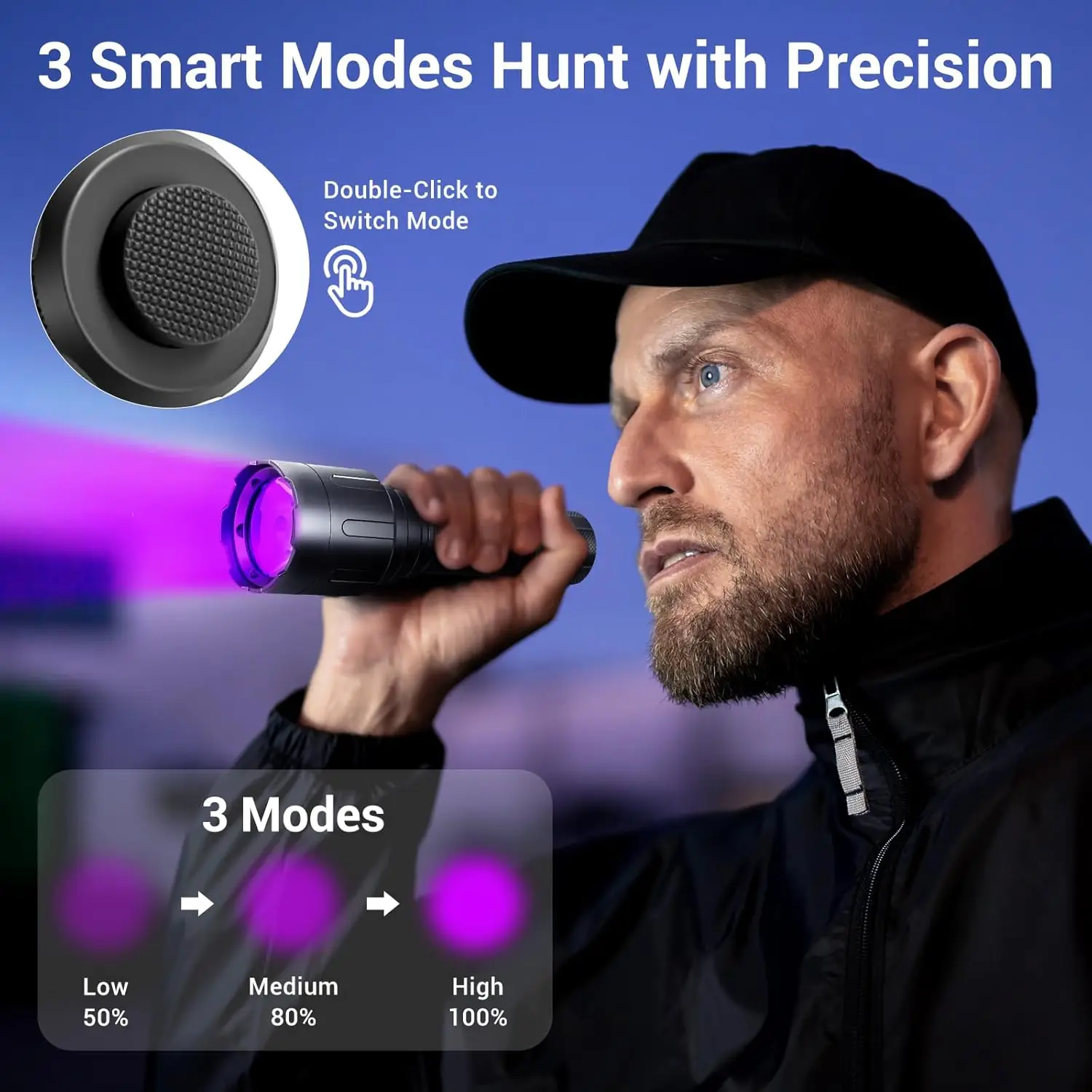 Luz de seguimiento de sangre para caza, linterna de rastreo de sangre de ciervo, linterna UV recargable de alta definición para cazador - imagen 3